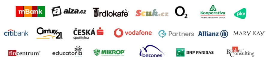 mBank, Alza, O2, Kooperativa, Česká spořitelna, Vodafone, Century 21, Partners, Allianz, Citibank